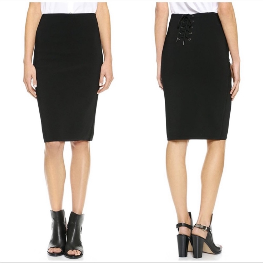 Rag & Bone Bodycon Laced Front Black Midi Skirt XS